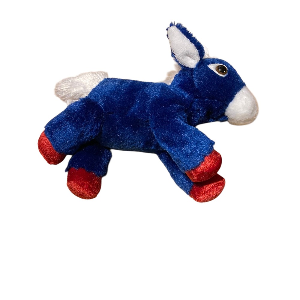 Aurora Blue Red White Donkey Plush Stuffed Animal Red Hooves Patriotic